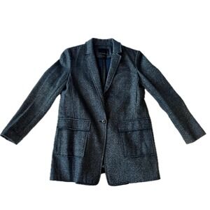 Banana Republic Petite Blazer Jacket Navy Tweed Single Button Womens Size 4